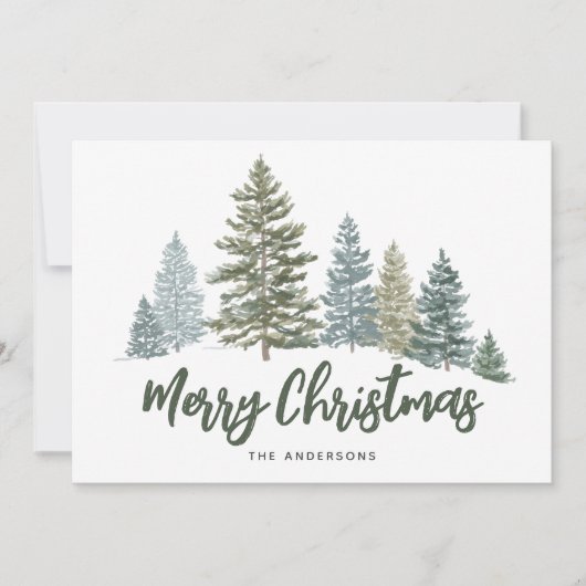 Pine Tree Rustic Christmas Feestdagenkaart (Voorkant)