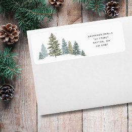 Pine Tree Rustic Christmas Retouradres Etiket