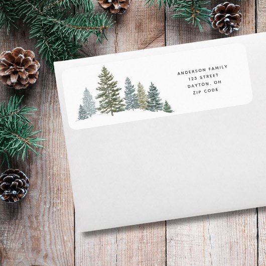 Pine Tree Rustic Christmas Retouradres Etiket