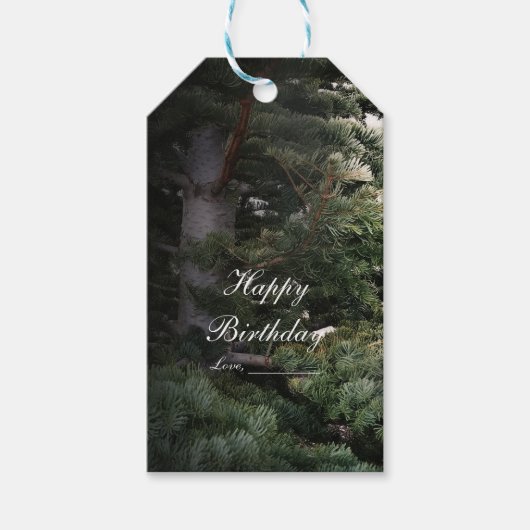 Pine Tree Rustic Forest Bossen Wedding Favor Cadeaulabel (Voorkant)