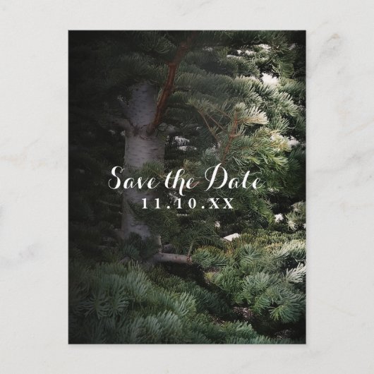 Pine Tree Rustic Forest Woods Save the Date Feest Aankondigingskaart (Voorkant)
