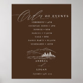 Pine Tree Rustic Mountains Wedding Orde van Evenem Poster (Voorkant)