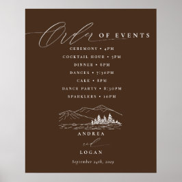 Pine Tree Rustic Mountains Wedding Orde van Evenem Poster