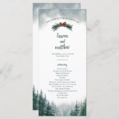 Pine Tree Rustic Wedding Flat Ceremony Program Programmakaart (Voorkant / Achterkant)