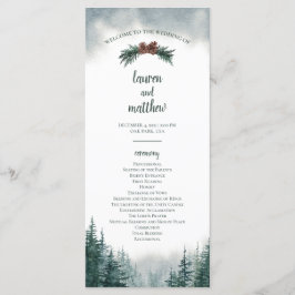 Pine Tree Rustic Wedding Flat Ceremony Program Programmakaart