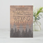 Pine Tree Rustic Wedding Kaart (Staand voorkant)