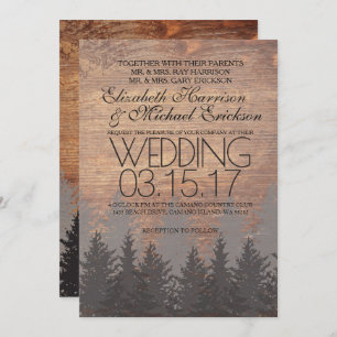 Pine Tree Rustic Wedding Kaart