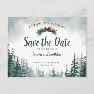 Pine Tree Rustic Wedding Save the Date Briefkaart
