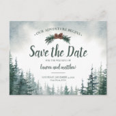 Pine Tree Rustic Wedding Save the Date Briefkaart (Voorkant)