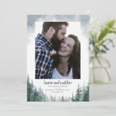 Pine Tree Rustic Wedding Save the Date with Photo (Staand voorkant)