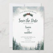 Pine Tree Rustic Wedding Save the Date with Photo (Achterkant)
