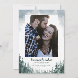 Pine Tree Rustic Wedding Save the Date with Photo