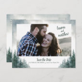 Pine Tree Rustic Wedding Save the Date with Photo Briefkaart (Voorkant / Achterkant)