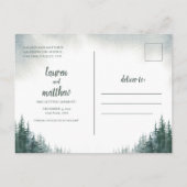 Pine Tree Rustic Wedding Save the Date with Photo Briefkaart (Achterkant)