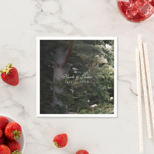 Pine Tree rustieke bos Bossen bruiloft receptie Servet (Insitu)