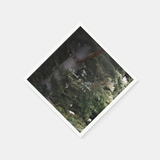 Pine Tree rustieke bos Bossen bruiloft receptie Servet (Hoek)