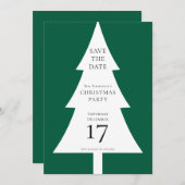 Pine Tree Shape Christmas Green Save the Date Kaart (Voorkant / Achterkant)