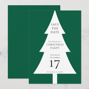 Pine Tree Shape Christmas Green Save the Date Kaart