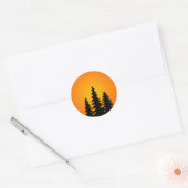 Pine Tree Silhouette Ronde Sticker (Envelop)