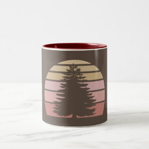 Pine Tree Silhouette Tweekleurige Koffiemok