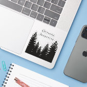 Pine tree silhouette- up north - outdoor avventure sticker (Laptop met iPhone)
