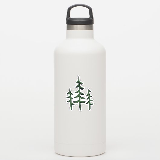 Pine tree silhouette- up north - outdoor avventure sticker (Waterfles)