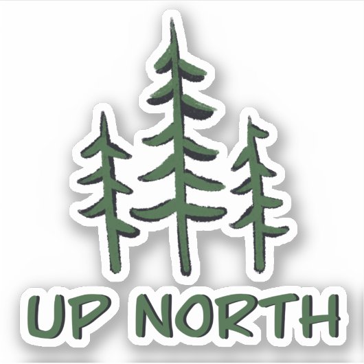 Pine tree silhouette- up north - outdoor avventure sticker (Voorkant)