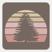 Pine Tree Silhouette Vierkante Sticker (Voorkant)
