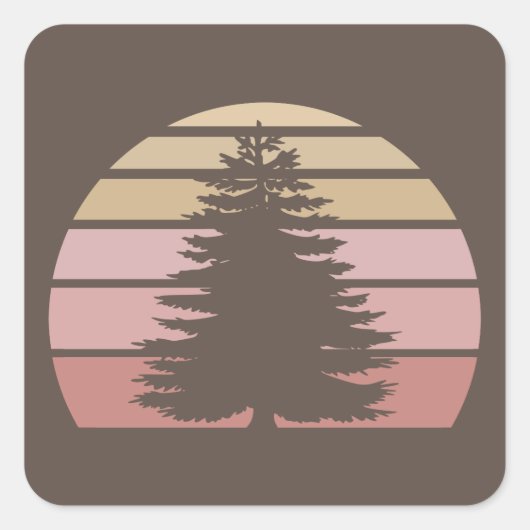 Pine Tree Silhouette Vierkante Sticker (Voorkant)