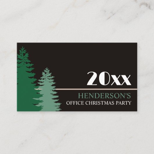 Pine Tree Silhouetten, Christmas Party Ticket Informatiekaartje (Voorkant)