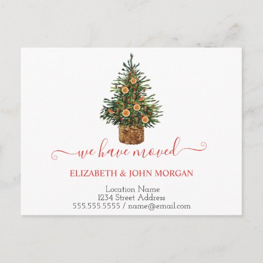 Pine Tree-Sinaasappel dat we hebben verplaatst Aankondigingskaart (Voorkant)
