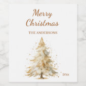 Pine tree sneeuwcrème kerstfeest wijn etiket (Enkel label)