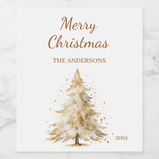 Pine tree sneeuwcrème kerstfeest wijn etiket (Enkel label)