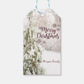 Pine Tree Sneeuwfeestdag Cadeaulabel (Voorkant)