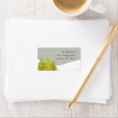 Pine Tree Sneeuwgrijs Damask Retouradres Etiket (Insitu)