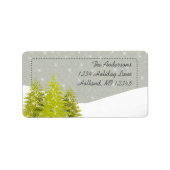 Pine Tree Sneeuwgrijs Damask Retouradres Etiket (Voorkant)