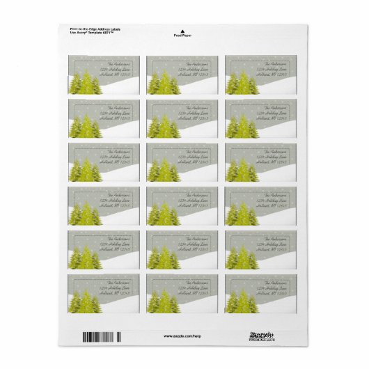 Pine Tree Sneeuwgrijs Damask Retouradres Etiket (Full Sheet)