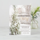 Pine Tree Snow Corporate Kerstparty Kaart (Staand voorkant)