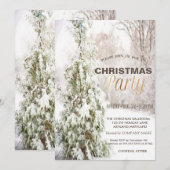 Pine Tree Snow Corporate Kerstparty Kaart (Voorkant / Achterkant)