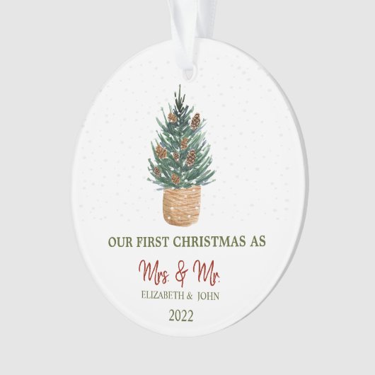 Pine Tree Snow ons eerste kerstfeest Ornament (voorkant)