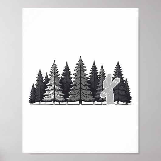 Pine Tree Snowboard - Cool Snowboarden Poster (Voorkant)