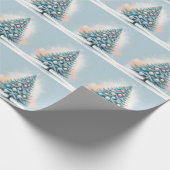 Pine Tree Snowflakes | Blauw Sinaasappel Koraal Or Cadeaupapier (Hoek)