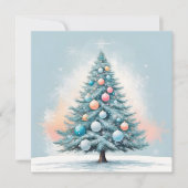 Pine Tree Snowflakes | Blauw Sinaasappel Koraal Or Feestdagenkaart (Voorkant)