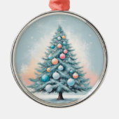 Pine Tree Snowflakes | Blauw Sinaasappel Koraal Or Metalen Ornament (Voorkant)