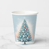 Pine Tree Snowflakes | Blauw Sinaasappel Koraal Or Papieren Bekers (Achterkant)