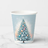 Pine Tree Snowflakes | Blauw Sinaasappel Koraal Or Papieren Bekers (Voorkant)