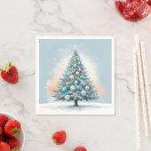 Pine Tree Snowflakes | Blauw Sinaasappel Koraal Or Servet (Insitu)