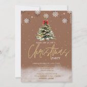 Pine Tree Snowflakes Bruin Bedrijf Kerstmis Kaart (Voorkant)