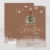 Pine Tree Snowflakes Bruin Bedrijf Kerstmis Kaart (Voorkant / Achterkant)