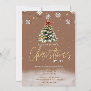 Pine Tree Snowflakes Bruin Bedrijf Kerstmis Kaart